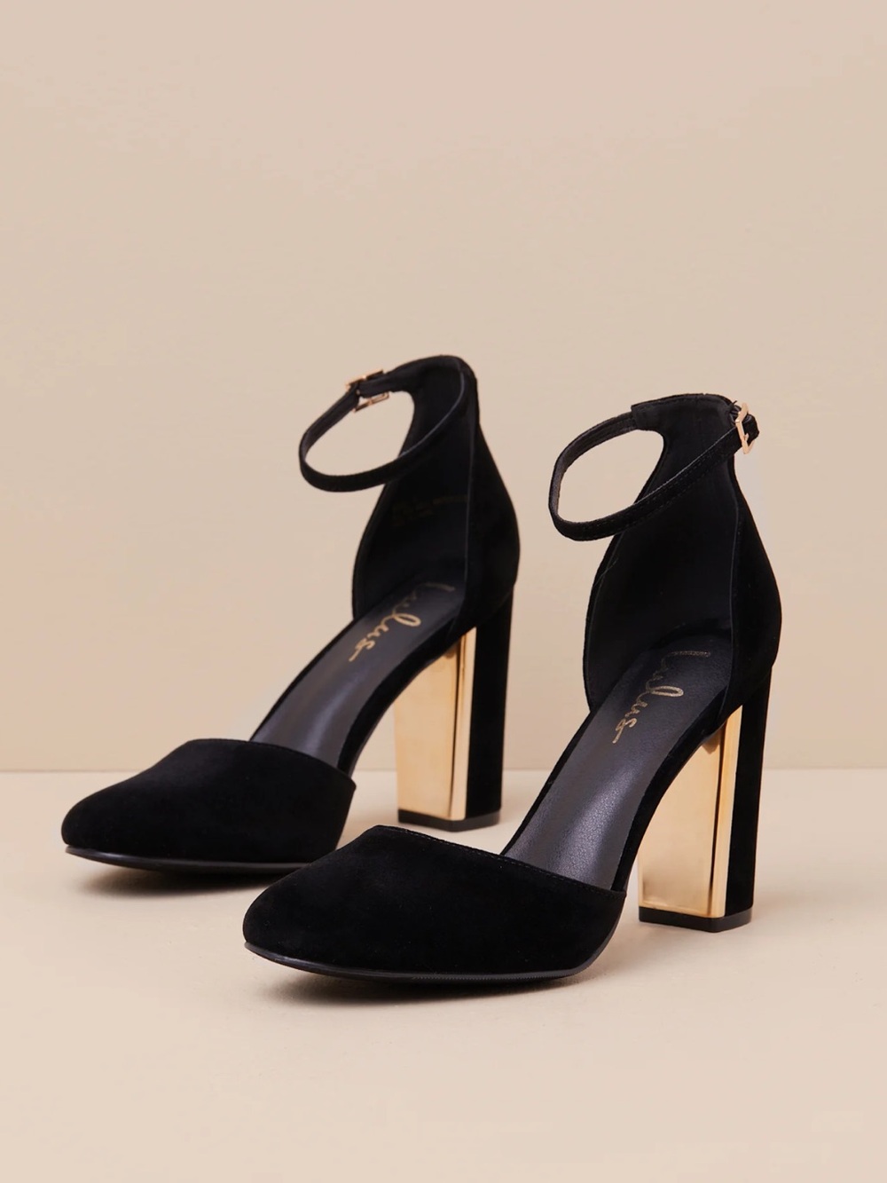 Lulus Laura Black Velvet Ankle Strap Heels